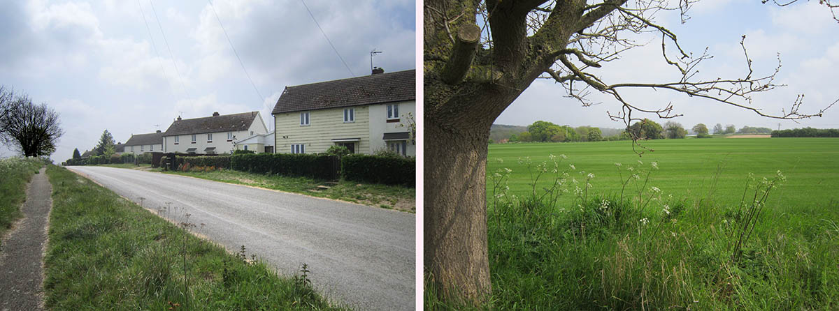 Images of the Airey Houses and the fields on the other side of the road. Photo: Kim Crowder, 2018.